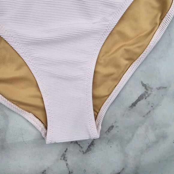 J Crew Swim Bottom Pink Cross Front Bikini High Rise Cut Cheeky Suit BE812 - Picture 3 of 10